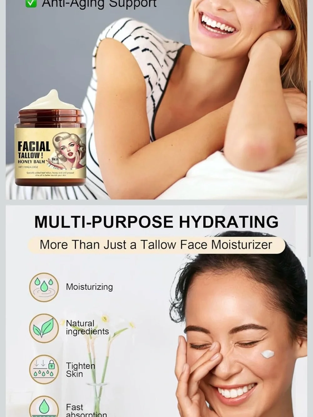 Facial Tallow Honey Balm Moisturizer - Cream